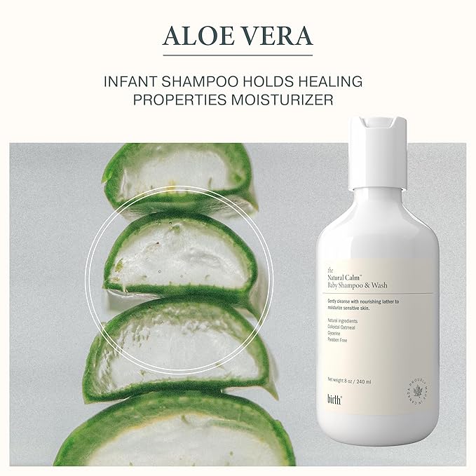BIRTH SKINCARE Baby Shampoo & Wash - 2-in-1 Gentle Cleansing Aloe Vera & Colloidal Oatmeal Formula for Babies - Soothing, PH-Balanced Baby Body Wash - Free of Parabens, 8oz/ 240ml