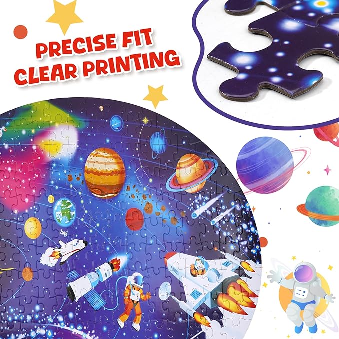 Floor Puzzle for Kids Ages 4-8, Solar System Jigsaw Puzzles, 205 Piece Space Large Puzzles for Toddler Ages 3-5, Preschool Learning Planets Toys Christmas Birthday Gift for Boys Girls