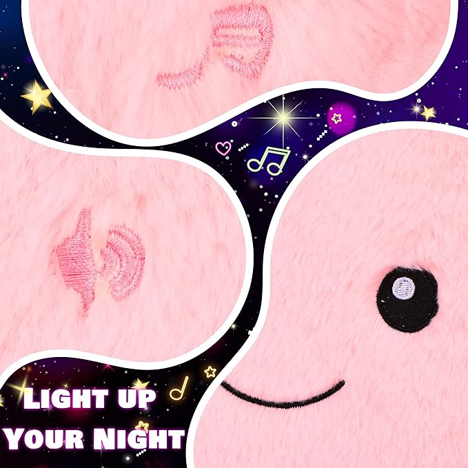 Cuteoy 13" Musical Pink Star Plush Pillow Glowing Twinkle Night Light Stuffed Animal LED Toys Adjustable Volume Birthday for Girls Boys