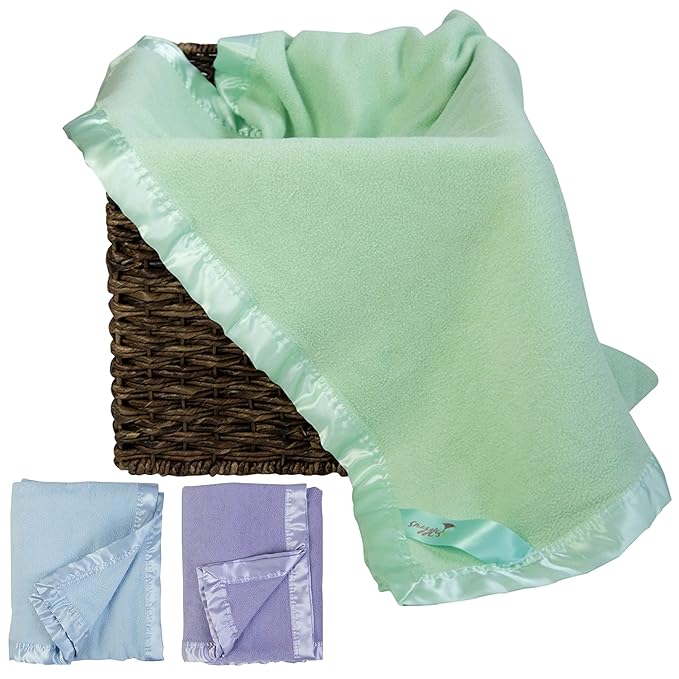 Bamboo Rayon Soft Light Green Toddler Security Blanket - Lime Green Baby Blanket with Satin Edging - Perfect for Naps, Car Carrier, Stroller Rides and Travel - 34 x 47 inches - Newborn Baby Blankie