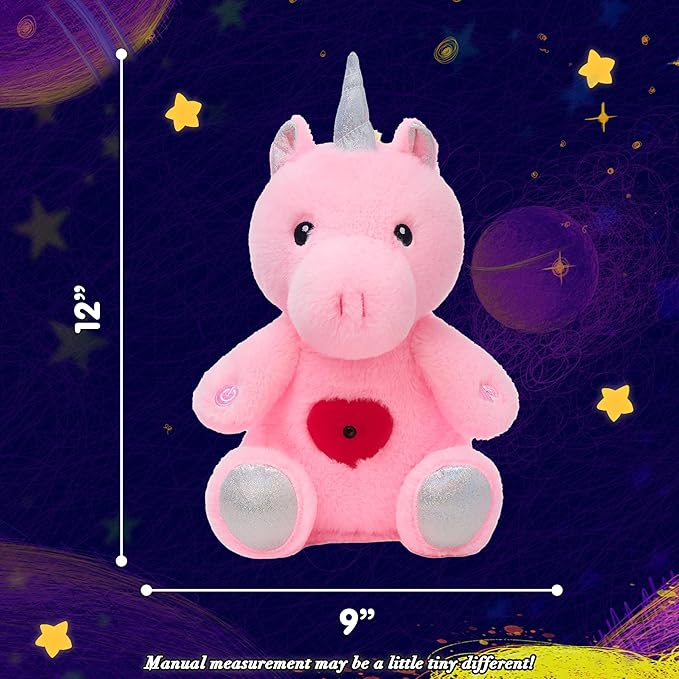 Cuteoy Plush Pink Unicorn Star Projector Musical Adjustable Singing Night Light Stuffed Animals Glowing Plushies Toy Gifts for Kids Birthday Easter Christmas,13''