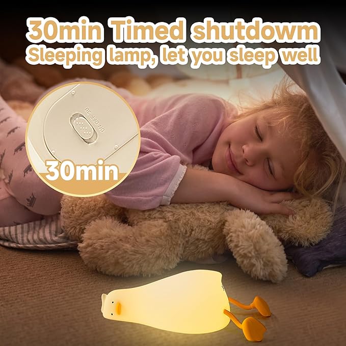 Cute Duck Lamp,Fun Lying Flat Duck/Chicken/Pig/Rabbit/Panda Night Light,LED Squishy Animal Novelty Lamp,Toddler Baby Night Light for Kids,Nursery Touch Kawaii Lamp Room/House Décor