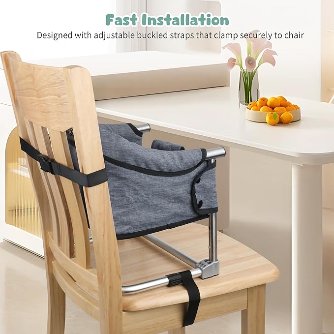 Booster Seat for Dining Table: Portable Toddler Booster Chair with Safety Buckle and Height Adjustable, Baby Feeding High Chair for Home Travel - Brown