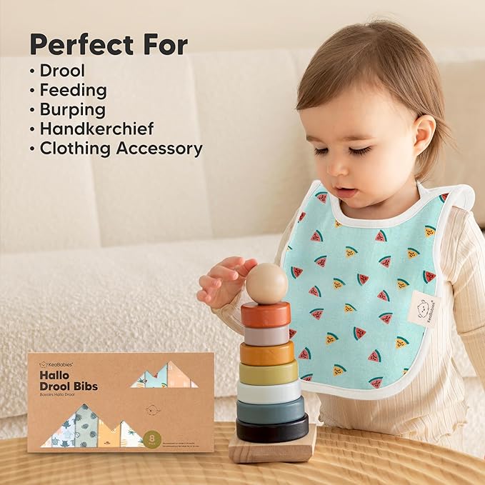 8-Pack Baby Bibs for Boys, Girls - Pullover Bibs for Drooling Teething Baby Girl & Boy Toddler, Newborn, Soft & Absorbent, Cute Colors, Large Torso Coverage Keep Infant Clean & Dry (Mesozoic)