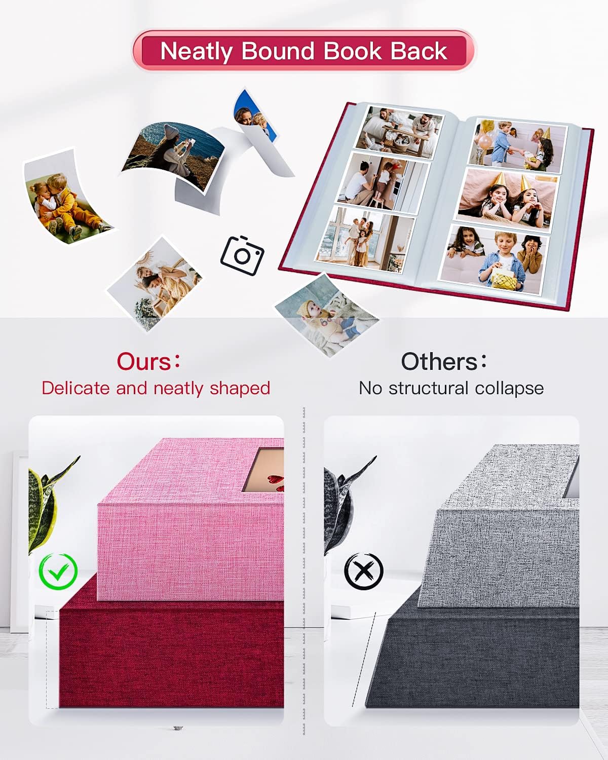 popotop Photo Album 4x6-300 Photos Linen Cover Photo Books with 300 Horizontal Pockets,Slip-in Picture Albums for Family Wedding Anniversary Baby Vacation Pictures