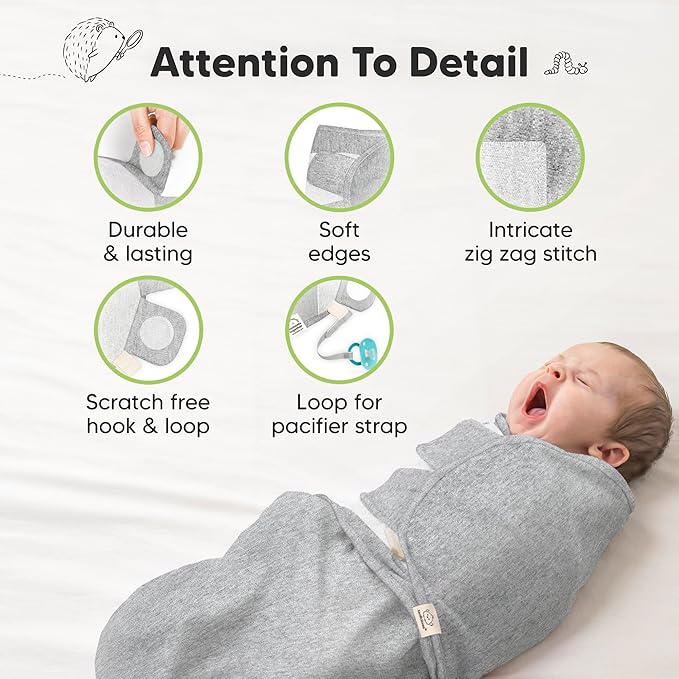 3-Pack Organic Baby Swaddle Sleep Sacks - Swaddles for Newborns, Infant 0-3 Months, Baby Girls, Boys, Soft & Snug Newborn Sleep Sack, Nursery Swaddling Blankets (Cloud, XS)