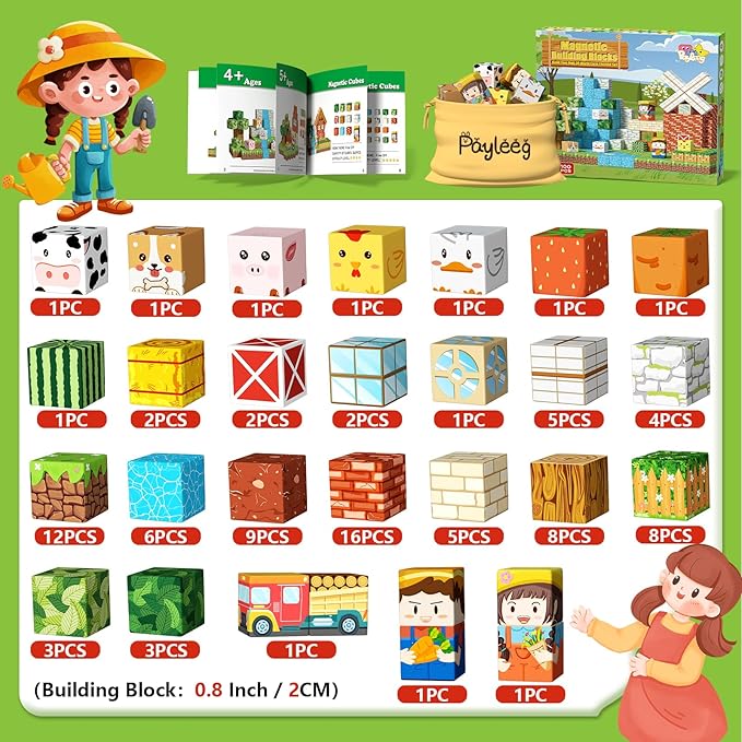 Magnetic Blocks Building Toys for Kids Ages 4-8 5-7 8-12 Year Old, Magnetic Cubes Tiles Montessori Sensory Travel Toddler Boys Girls Toys Games Christmas Birthday Gifts