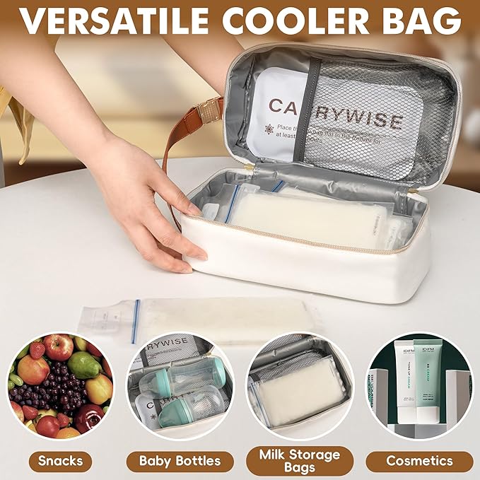 Breast Milk Cooler Travel Bag with 3 Ice Pack, Waterproof Breastmilk Cooler Storage Bag, Portable & Versatile Insulated Cooler Bag with Buckle Handle for Nursing Mom Daycare