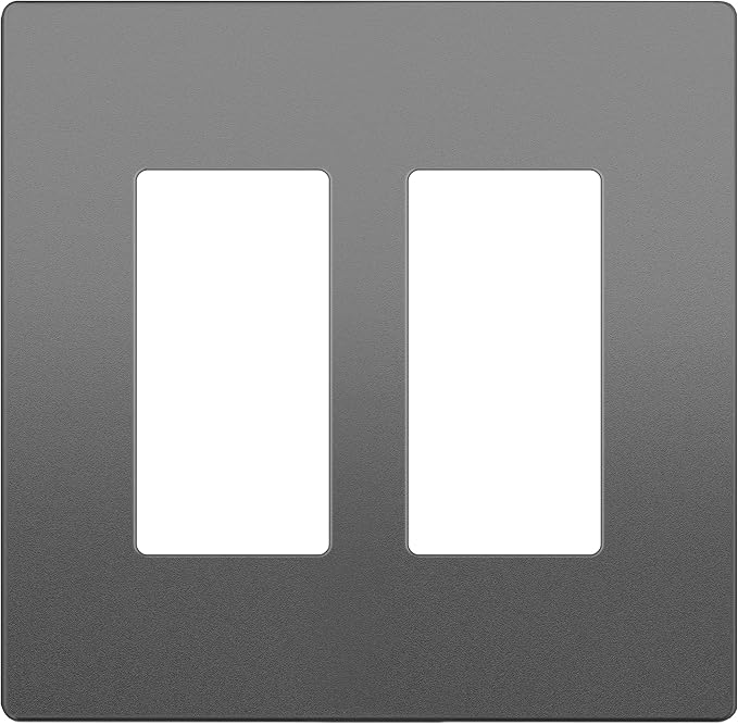 LIDER Matte Finish Decorator Switch Cover, Screwless Wall Plate, Mid-Size 2-Gang 4.88" x 4.92", Unbreakable Polycarbonate Thermoplastic, UL Listed, LSWP-32M-SG, Space Gray