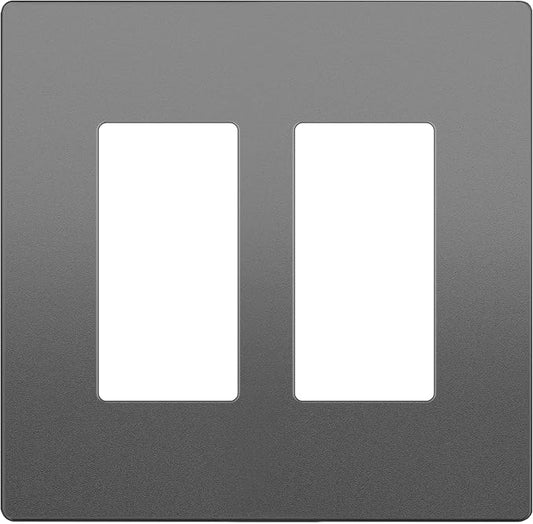 LIDER Matte Finish Decorator Switch Cover, Screwless Wall Plate, Mid-Size 2-Gang 4.88" x 4.92", Unbreakable Polycarbonate Thermoplastic, UL Listed, LSWP-32M-SG, Space Gray