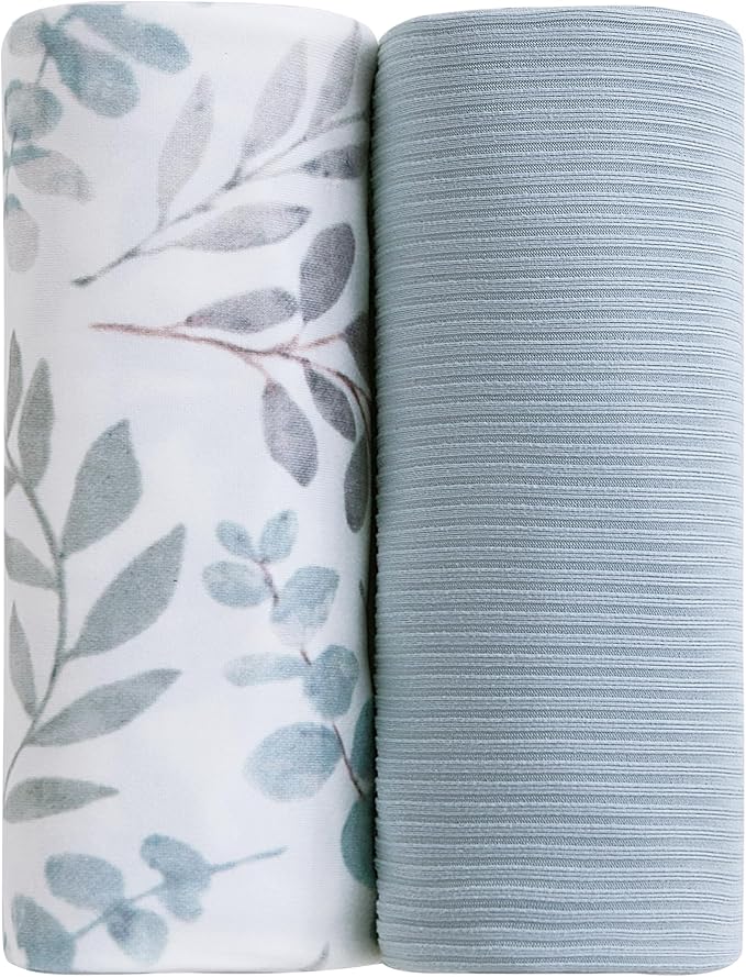 Jersey Swaddle Blanket, Ultra Soft Stretchy Receiving Blanket, Newborn Swaddle Wrap for Boys & Girls, 40 x 30 inches, 2 Pcs