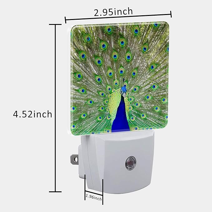 Night Light for Kids Girls Boys, Magnificent Peacock LED Night Light Plug into Wall with Dusk to Dawn Sensor for Room Decor, Hallway, Kitchen, Bathroom, Nursery, Stairs