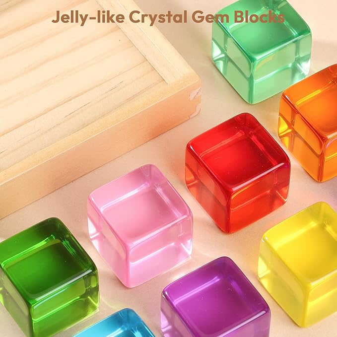 Woodtoe Large Building Blocks for Toddlers, 18 Month Old Toys, Montessori Toys for 1.5 2 3 4 Year Old Boys Girls, Big Rainbow Acrylic Blocks Set, Educational Toys STEM Sensory Gifts for Kids Age 2-4