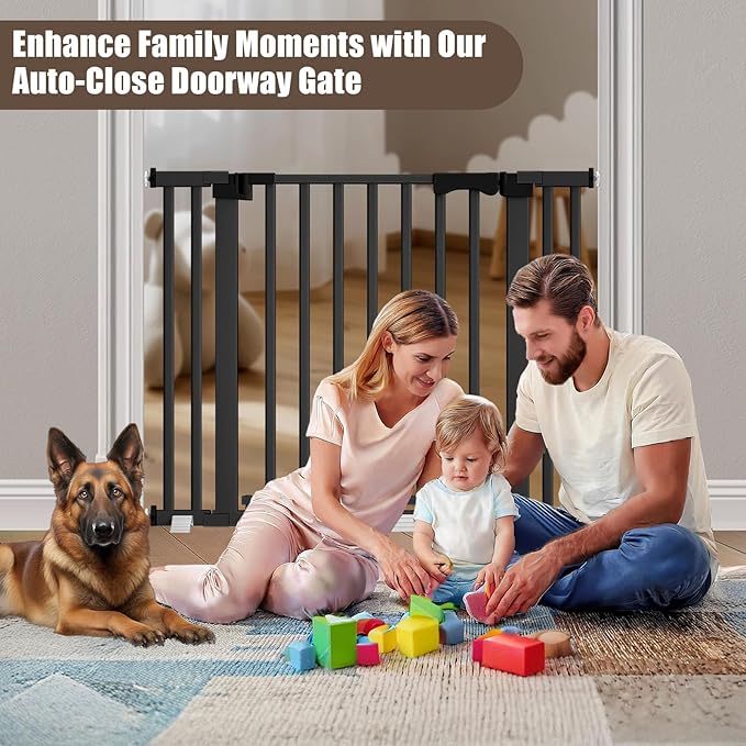 41" Extra Tall Baby Gate for Big Dog No Jumping Over, 46-54.7" Wide Pet Safety Gate Indoor for Doorways No Drilling,Auto Close Child Puppy Gates for Stairways Pressure Mounted (Black)