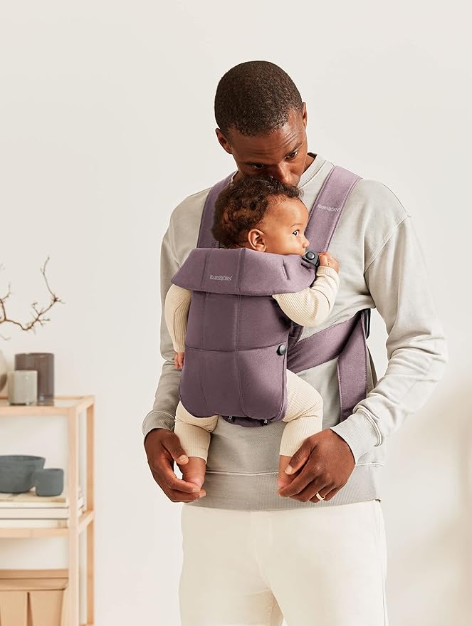 BabyBjörn Baby Carrier Mini, Cotton, Dark Purple | Newborn Carrier (7-25 lbs), Ergonomic, Easy-to-Use