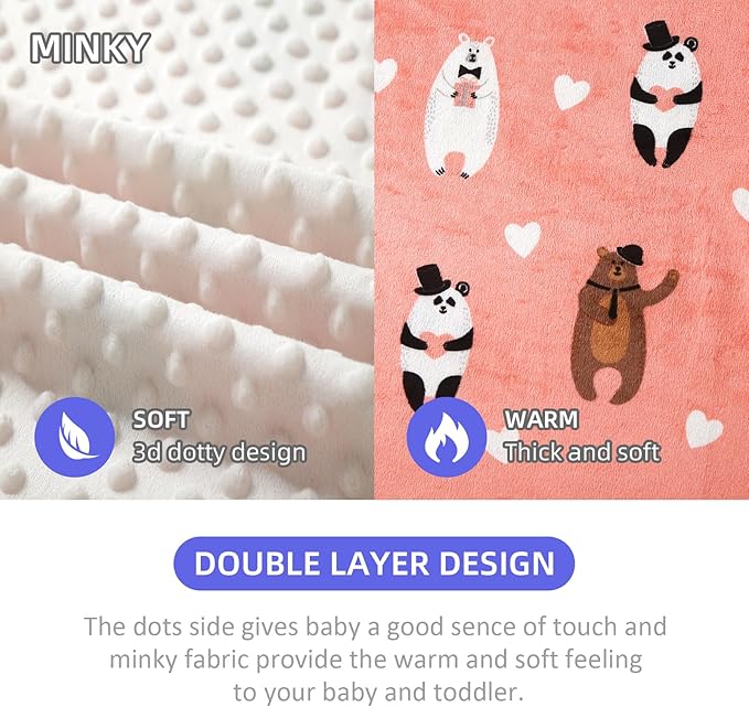iEvolve Baby Nursery Bed Blankets Ultra Soft Double Layer Mini Blanket Minky Blanket Receiving Blankets Shower Gifts(Bear,45 * 60in)
