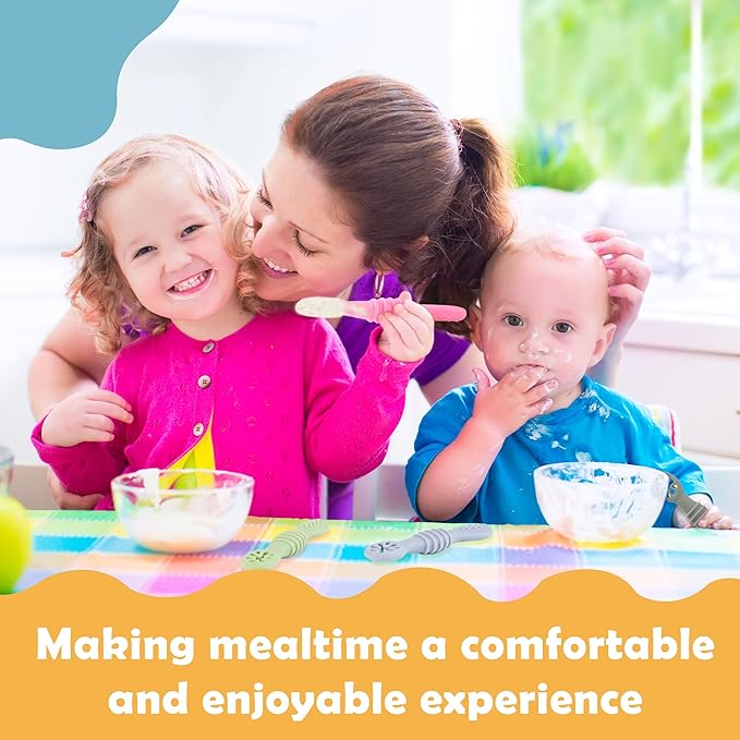 8 Pcs Baby Led Weaning Utensils, First Stage Silicone Baby Spoon, Multicolor Baby Spoons Self Feeding 6+ Months, Cucharas para Bebes for Solids and Purees