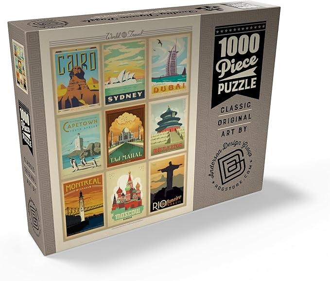 MyPuzzle World Travel, Collage, Vintage Poster - Premium 1000 Piece Jigsaw Puzzle for Adults