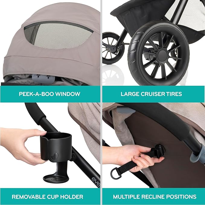 Evenflo Pivot Modular Travel System with LiteMax Infant Car Seat (Dusty Rose Pink)
