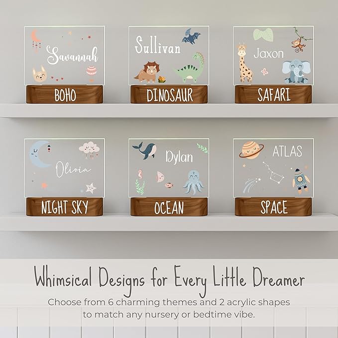 Personalized Boho Baby Night Light for Kids | Custom Name Boho Nursery Decor | Cute 7-Color Plug-in LED Rectangular Nightlight | Custom Baby Shower Gifts for Newborns, Toddlers, Girls, Boys 2-10