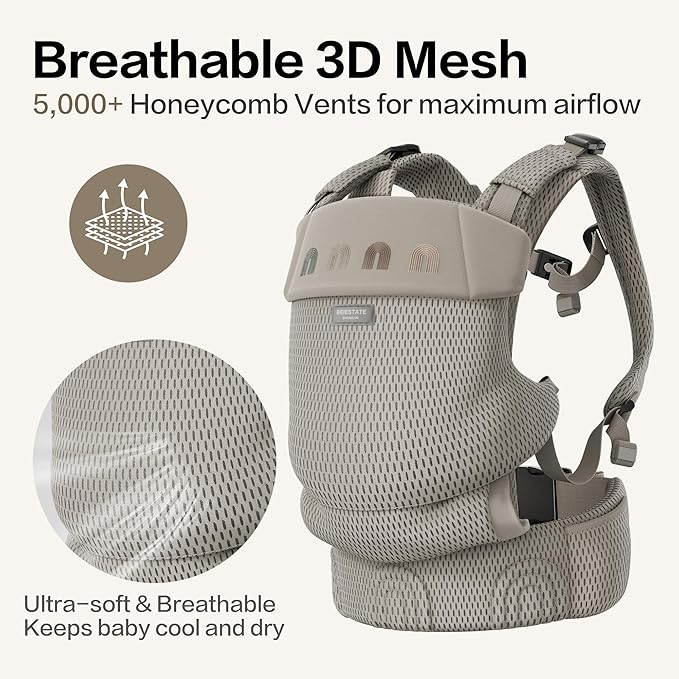 Rainbow Baby Carrier Newborn to Toddler, Breathable Mesh Baby Carrier with Adjustable Waist Rotary Knob, Enhanced Lumbar Support, Ergonomic, Sunshield,Lightweight Infant Carrier for 7-33 lbs