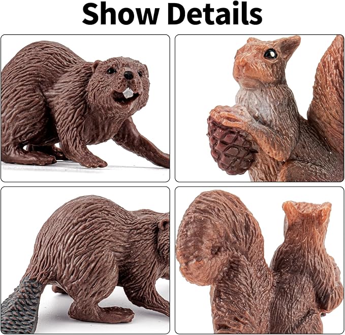 12PCS Large North American Animal Figurines, Realistic Safari Woodland Jungle Animals Figures Toys Includes Crocodile,Wolf,Bear,Deer Cake Toppers Birthday Gift Party Favors Toys for Toddlers