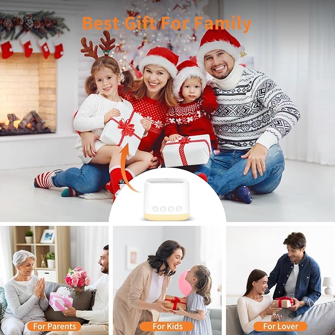 Portable Sound Machine for Sleep, Mini Travel White Noise Sound Machine with Amber Night Light, Long-Lasting Power, 16 Soothing Sounds, Memory, Timer for Adults Baby Office Privacy, Hotel