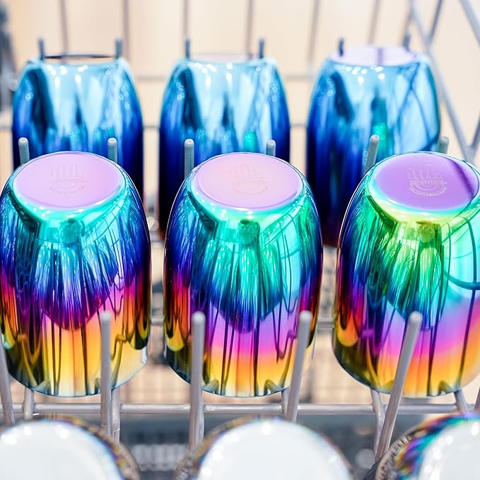 Ahimsa Stainless Steel Kids Cup - Pediatrician Designed Toddler Cups for Open Cup Training, 8oz, 100% BPA Free & Dishwasher Safe (Rainbow Single)