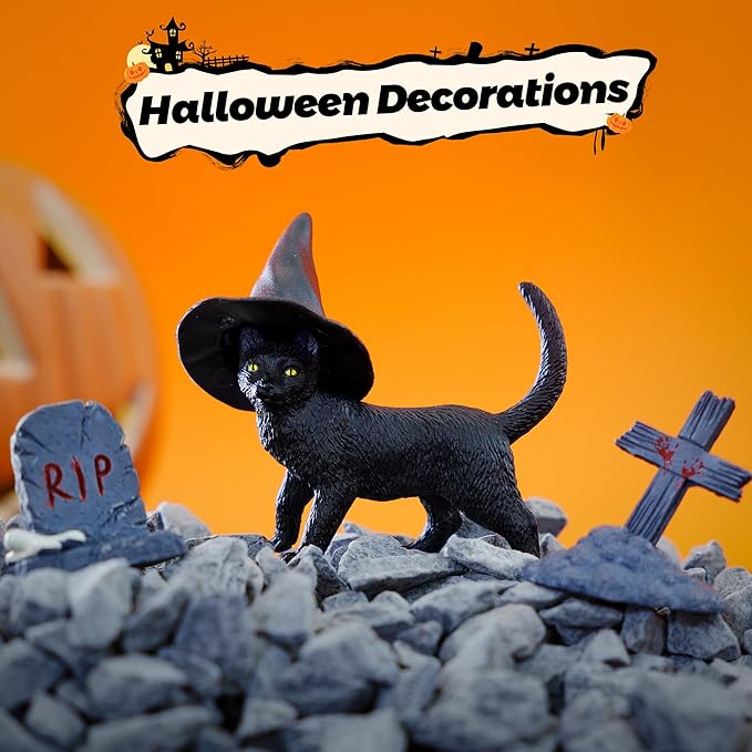 Toymany 8PCS Realistic Cat Figurines, Educational Cat Figures Toy Set, Kitten Halloween Cake Topper Christmas Birthday Gift for Kids Boys Girls Children