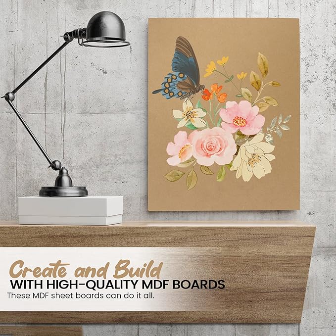 (8-Pack) CalPalmy 11” x 14” MDF Boards - 1/4” Thick Boards for Carpentry, Interior Design, Hobby Crafts, and More - with Smooth, Unfinished Sides and Sanded Edges