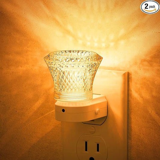 JandCase Amber Night Light Plug in, Night Lights Plug into Wall [2 Pack] with Dusk to Dawn Light Sensor, 1600K Amber Night Light, Adjustable Brightness Nightlight for Kids Bathroom Bedroom Hallway