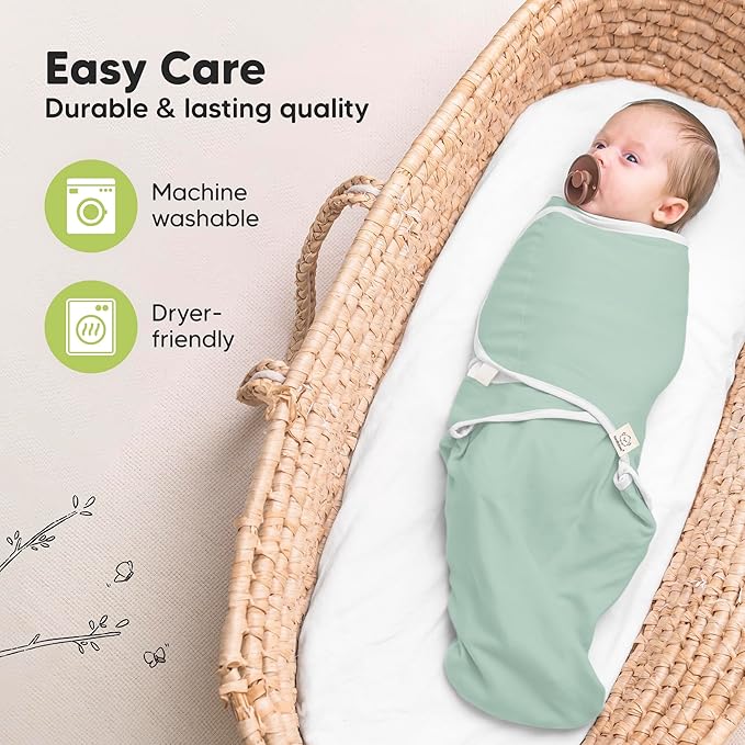 3-Pack Organic Baby Swaddle Sleep Sacks - Swaddles for Newborns, Infant 0-3 Months, Baby Girls, Boys, Soft & Snug Newborn Sleep Sack, Nursery Swaddling Blankets (Sage, XS)