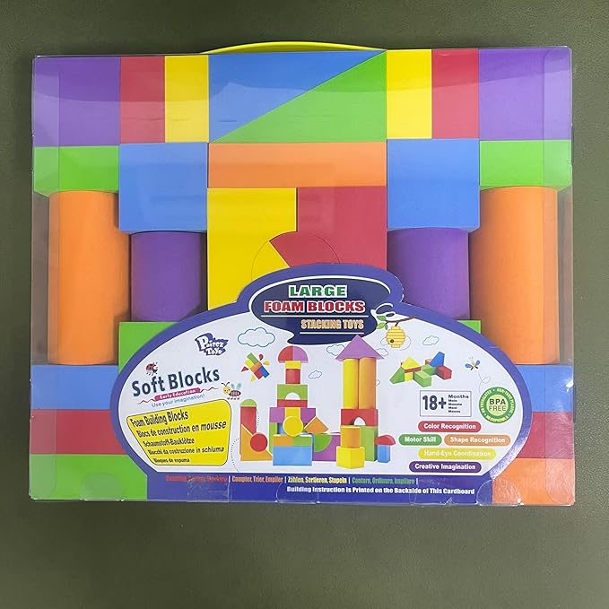 Large Building Blocks for Toddlers 3-5, Big Foam Building Blocks, Baby Bath Toys, Soft Stacking Blocks Set, Montessori & Sensory Learning Toys for 3+ Years Old Boys & Girls (36PCS)