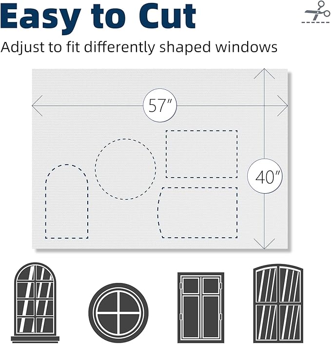 NIGHTON Portable Blackout Curtains 40"×57" Strong Hook and Loop Tape Strips with Adhesive,Blackout Shades That can be Cut,100% Blackout Material Window Blinds for Baby Nursery or Travel Use-White-V7