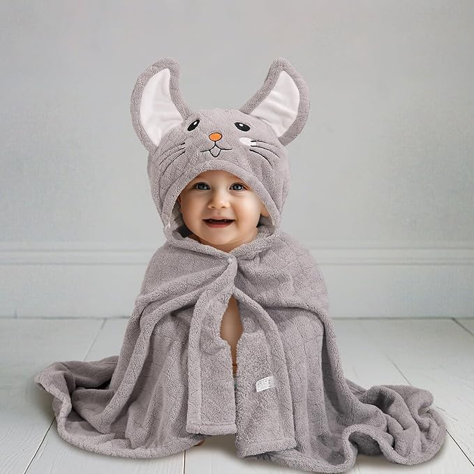 Baby Towels with Hood, Kids Towels Bath Towels for Boy Girl 0-5 Years, 2-Pack Soft & Absorbent Kids Hooded Bath Towels for Toddlers 1-3, Baby Bath Towels with Hood Large 50'' x 32'' Thick