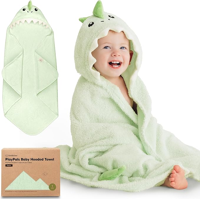 KeaBabies Organic Baby Towel with Hood for Girls, Boys - Soft, Absorbent, 100% Cotton Hooded Baby Towels for Newborns, Infants, Large Hooded Bath Towels for Babies, Kids, Toddler 1-3 (Draco)