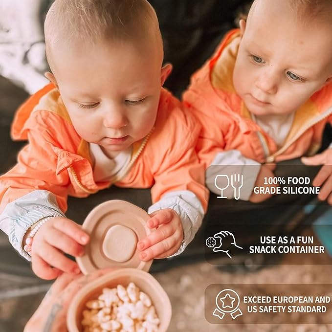 Moonkie Silicone Baby Food Containers | 8oz/4 oz Baby Food Storage Jars with Airtight Lids and A Snack Cup Lid | Freezer,Microwave and Dishwasher Safe, Reusable Baby Food Jars for Infant & Toddler