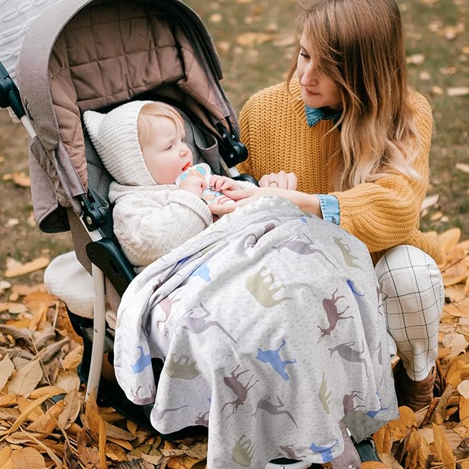 Soarwg Kids Baby Blanket Unisex Newborn, Super Soft Comfy, 100% Polyester Minky, 30 x 40 Inch, Green, Blue