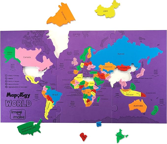 Imagimake Mapology World Map Puzzle | Educational Toys for Kids 5-7 | Puzzles for Kids Ages 4-8 | Map of The World | 6 Year Old Boy Gifts & Girl Gifts