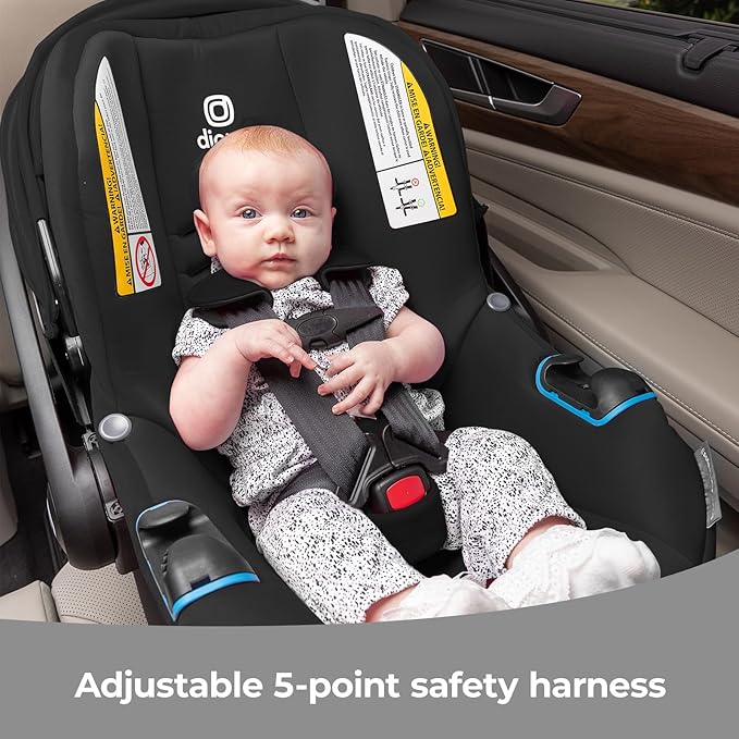 Diono LiteClik30 RXT SafePlus Infant Car Seat and Base, Rear-Facing for Infants 4-30lbs, SafePlus Engineering, with Infant Insert, UPF 50+ Sunshade (Black Storm)