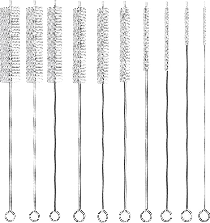 Straw Brush Cleaner, Straw Brush Set 10 Pack, Straw Clean Brush for Tumbler, Sippy Cup, Water Bottle and Hummingbird Feeders.(White)