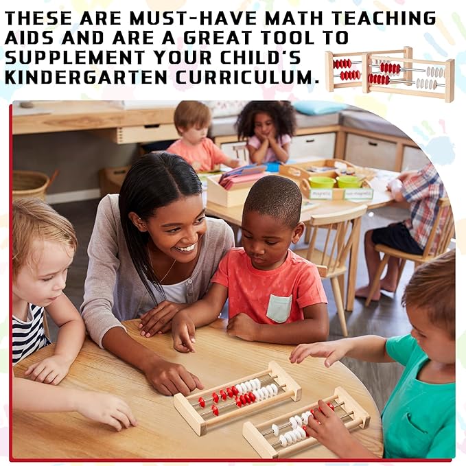 12 Pcs Mini 20-Bead Wooden Rekenrek Abacus, Abacus for Kids Math, Math Counters Manipulatives Counting Rack for Kids Educational Toys Elementary Toddlers Preschool Learning