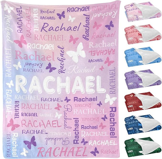 Personalized Throw Blanket with Name Custom Blankets Customized Baby Blanket for Girls Kids Adult Birthday Gift