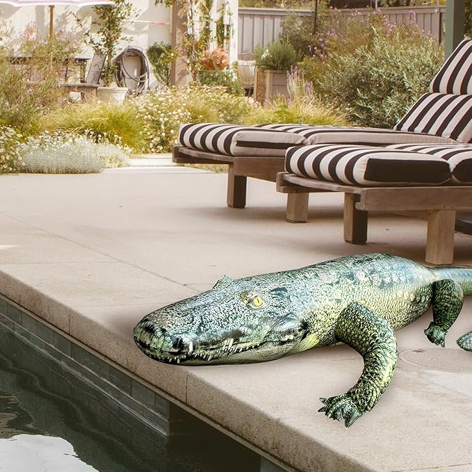 Jet Creations Alligator Inflatable 49"L (76" Head to Tail), Green with Armor Imprint, Realistic Wild Animal Toy – Sports Mascot, Pool & Garden Decor, Fall & Halloween, Photo Prop, Bird Deterrent, 1 PC