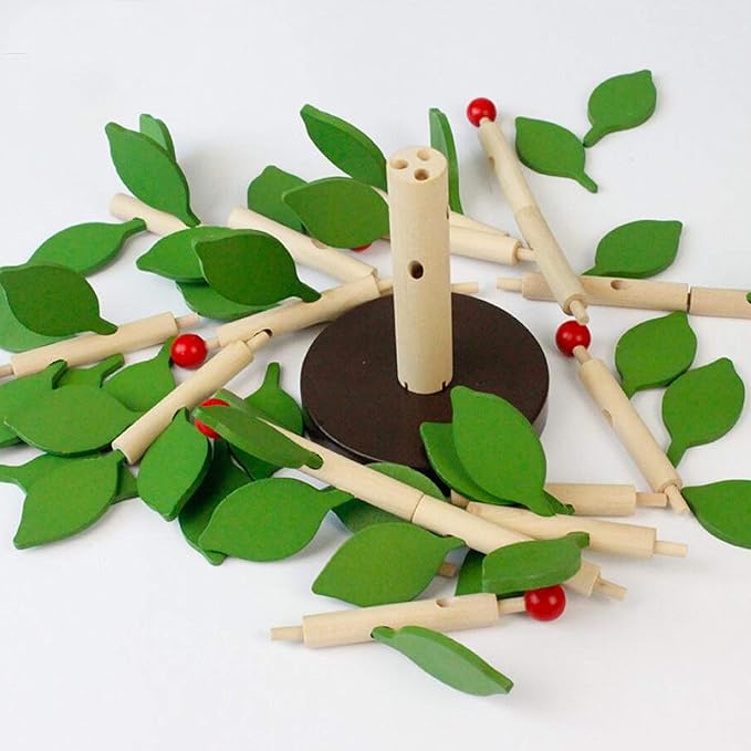 Early Childhood Building Blocks Wooden Assembling Tree Combination Boys and Girls DIY Disassembly Puzzles Educational Toys Home Office Decoration (Green)-3 Yrs+