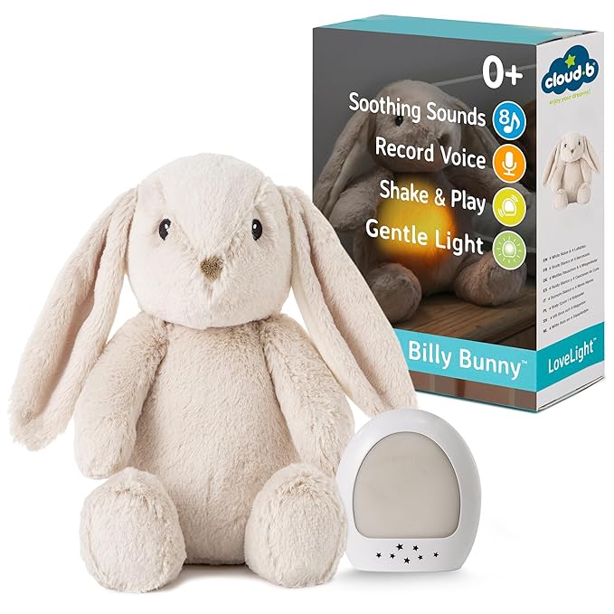 Cloud b Sound Machine with White Noise Soothing Sounds | Record Parent Voice | Adjustable Settings | LoveLight Buddies - Billy Bunny