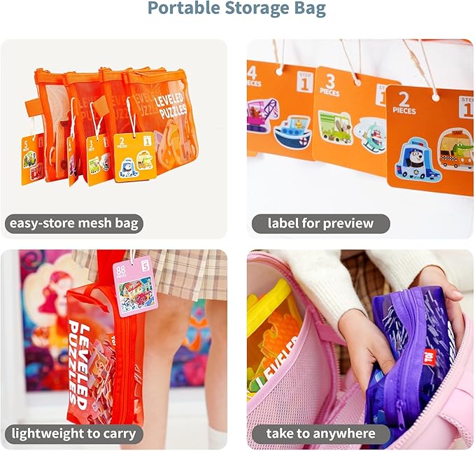 TOI Leveled Puzzles for Kids Aged 2 and Up, Toddler Puzzle Preschool Learning Jigsaw Puzzles, Large Pieces Educational Game for Boys Girls, Cognitive Story Step 1