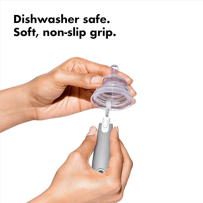 OXO Tot Bottle Brush with Nipple Cleaner and Stand – Gray, 2-Pack