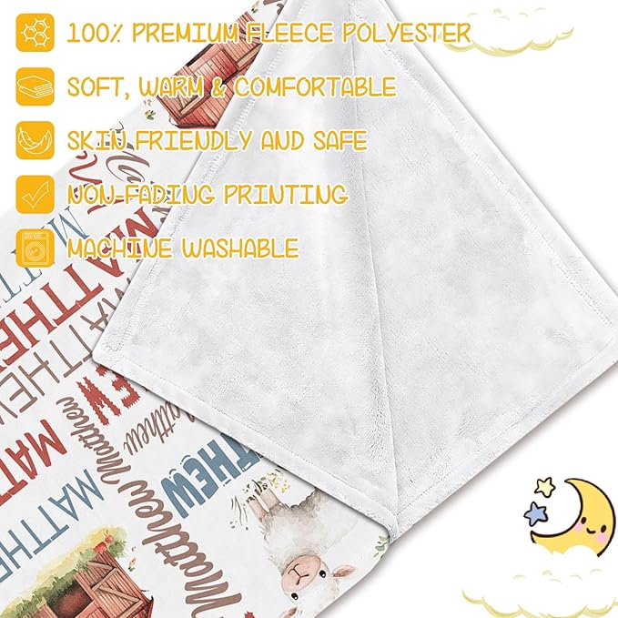 Personalized Baby Blanket - Custom With Name for Girls and Boys, Super Soft Plush Fleece, Personalized Gifts for Newborn