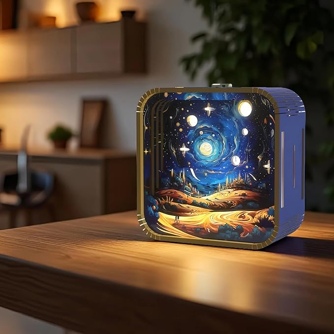 3D Wooden Puzzle Night Light,DIY Craft for Adults with Touch Night Light, Chrismas, New Year, for Teen, Desk Decor for DIY Puzzle Lovers, Men and Women (Dreamy Sky)